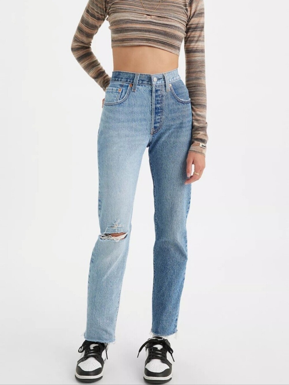 Levi’s 501 Two-Tone High Rise Straight Leg Jeans W26 L32
